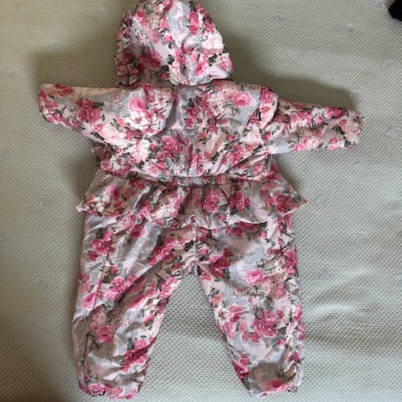 Aletta Kids Snow Wear Girls Snow Suit Pink Flowers Print, Size 18 months - Picture 3 of 5